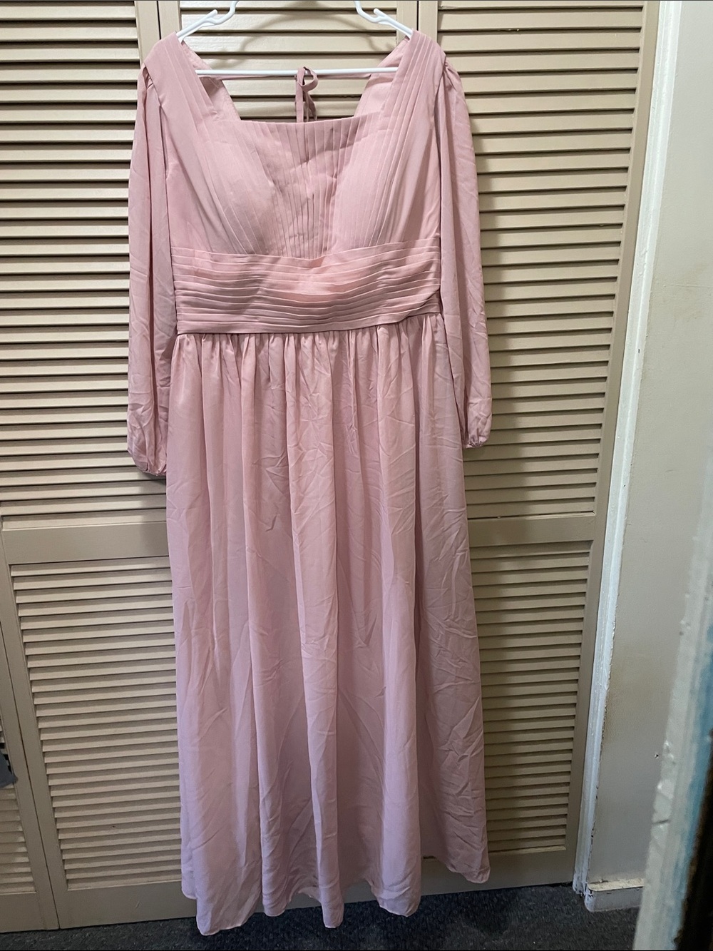 Elegant Long Sleeve Pink Maxi Dress